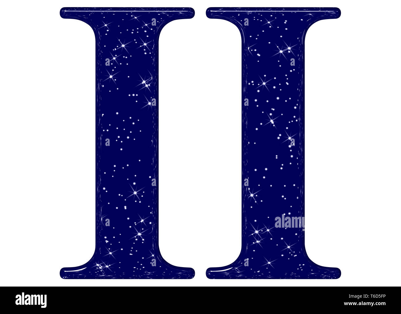 Roman numeral 2, two, star sky texture imitation, isolated on white ...