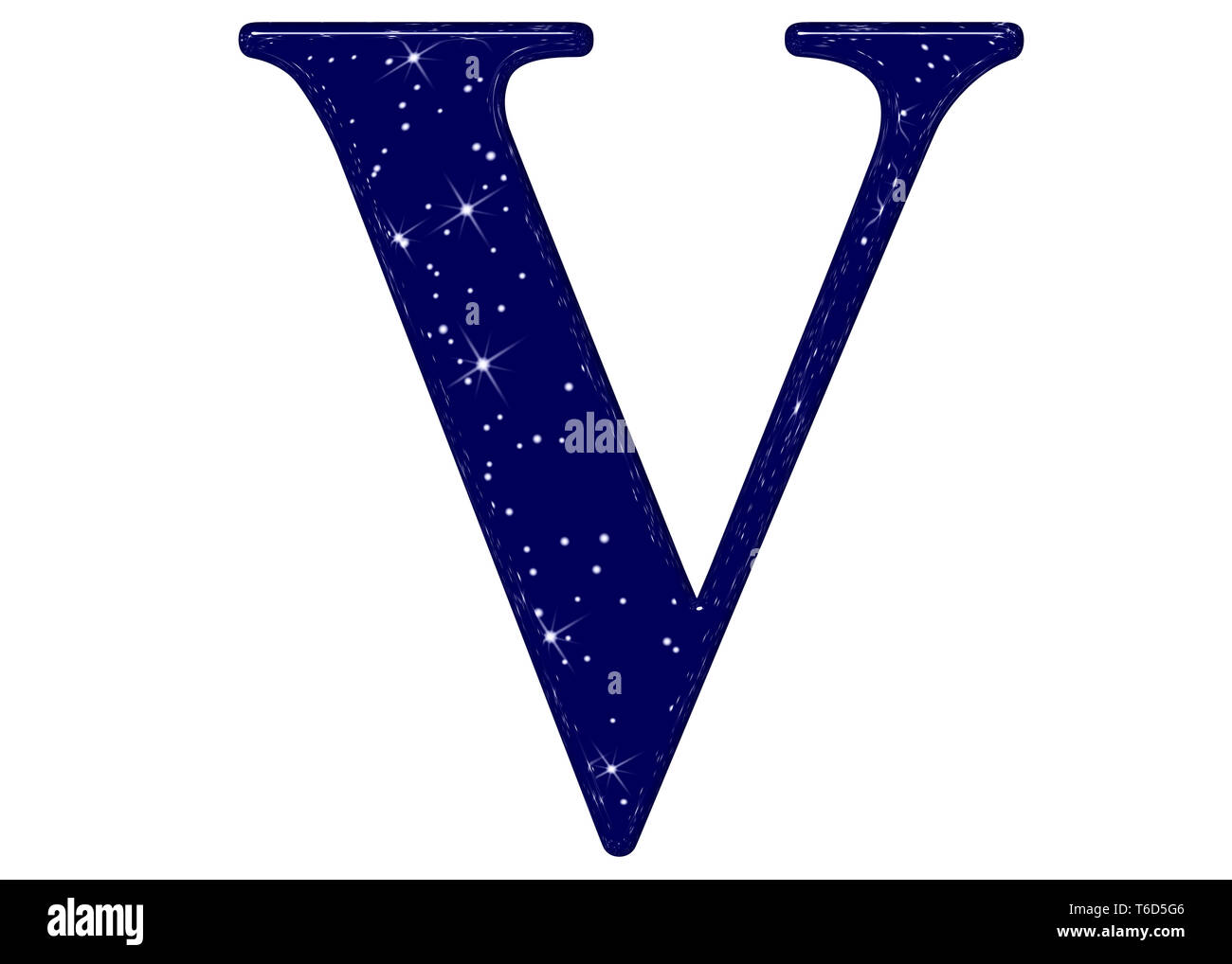 Roman numeral 5, five, star sky texture imitation, isolated on white ...