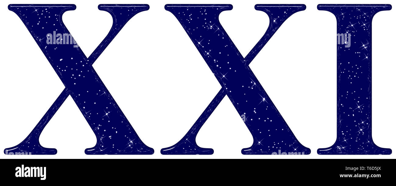 picture January 21 2021 Roman Numerals https www alamy com roman numeral 21 twenty one star sky texture imitation isolated on white background 3d render image244922914 html