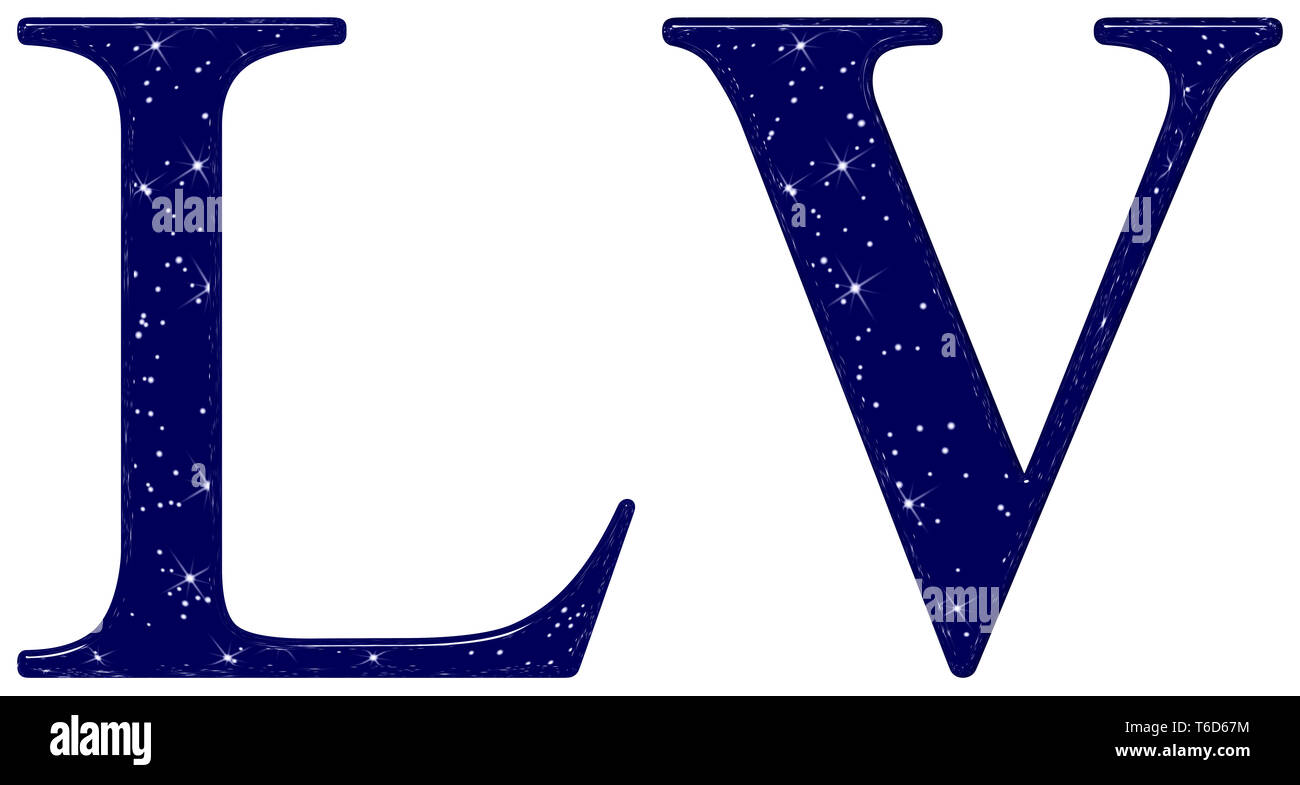 Roman numeral 55, fifty five, star sky texture imitation, isolated on white background, 3d