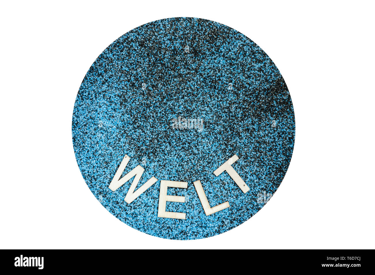 Mixed Black And Blue Decorative Sand With Applied Wooden Letters