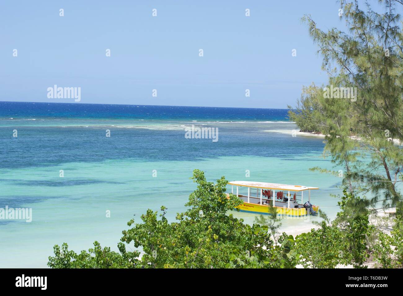boat by the beach, Montego Bay, Jamaica Stock Photo