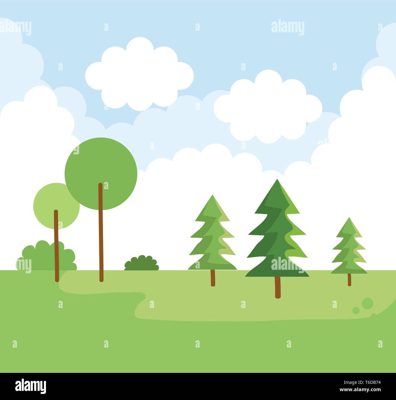 nature landscape with pine trees and clouds Stock Vector Image & Art ...