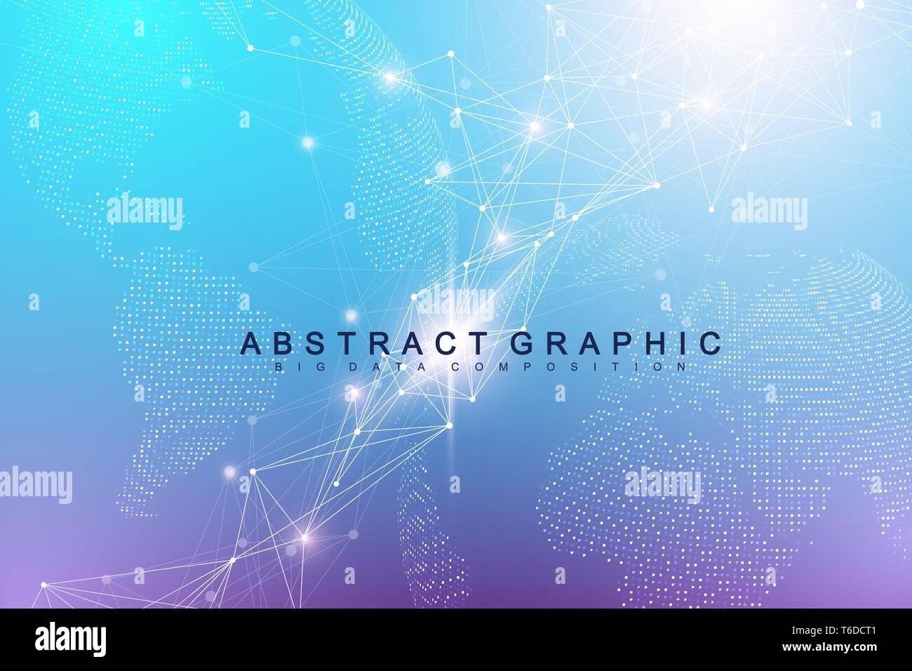 Technology abstract background with connected line and dots. Big data ...