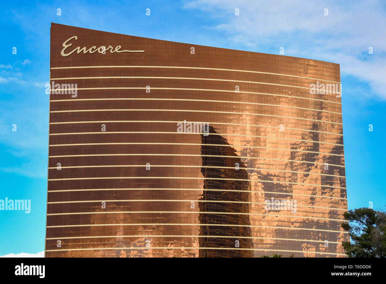 LAS VEGAS, NV, USA - FEBRUARY 2019: Exterior of the Encore Hotel and Resorts on Las Vegas Boulevard. Stock Photo