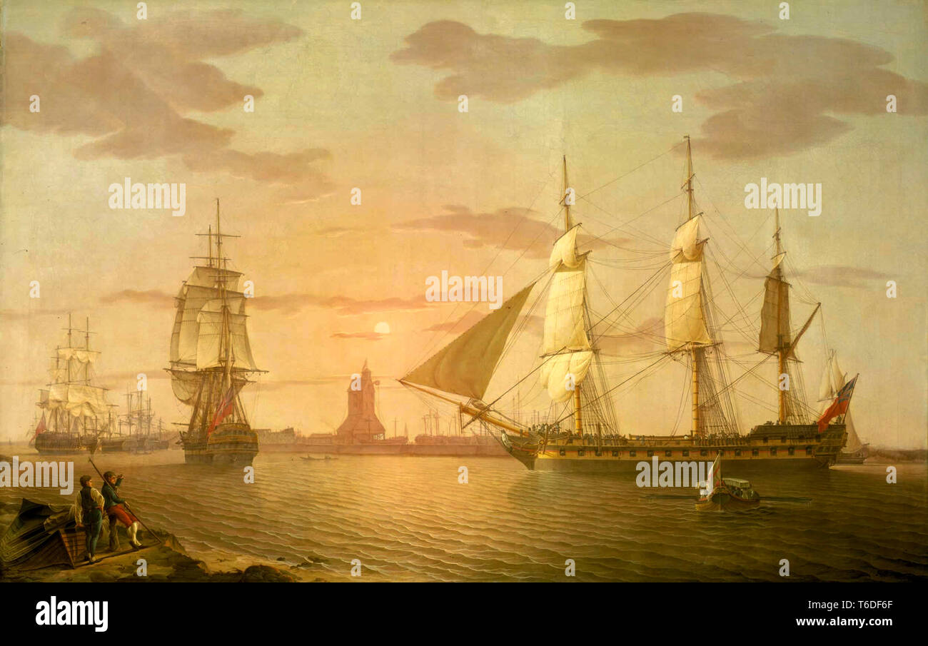 East India Company ship Warley, The East Indiaman Warley, painting, Robert Salmon, 1804 Stock Photo