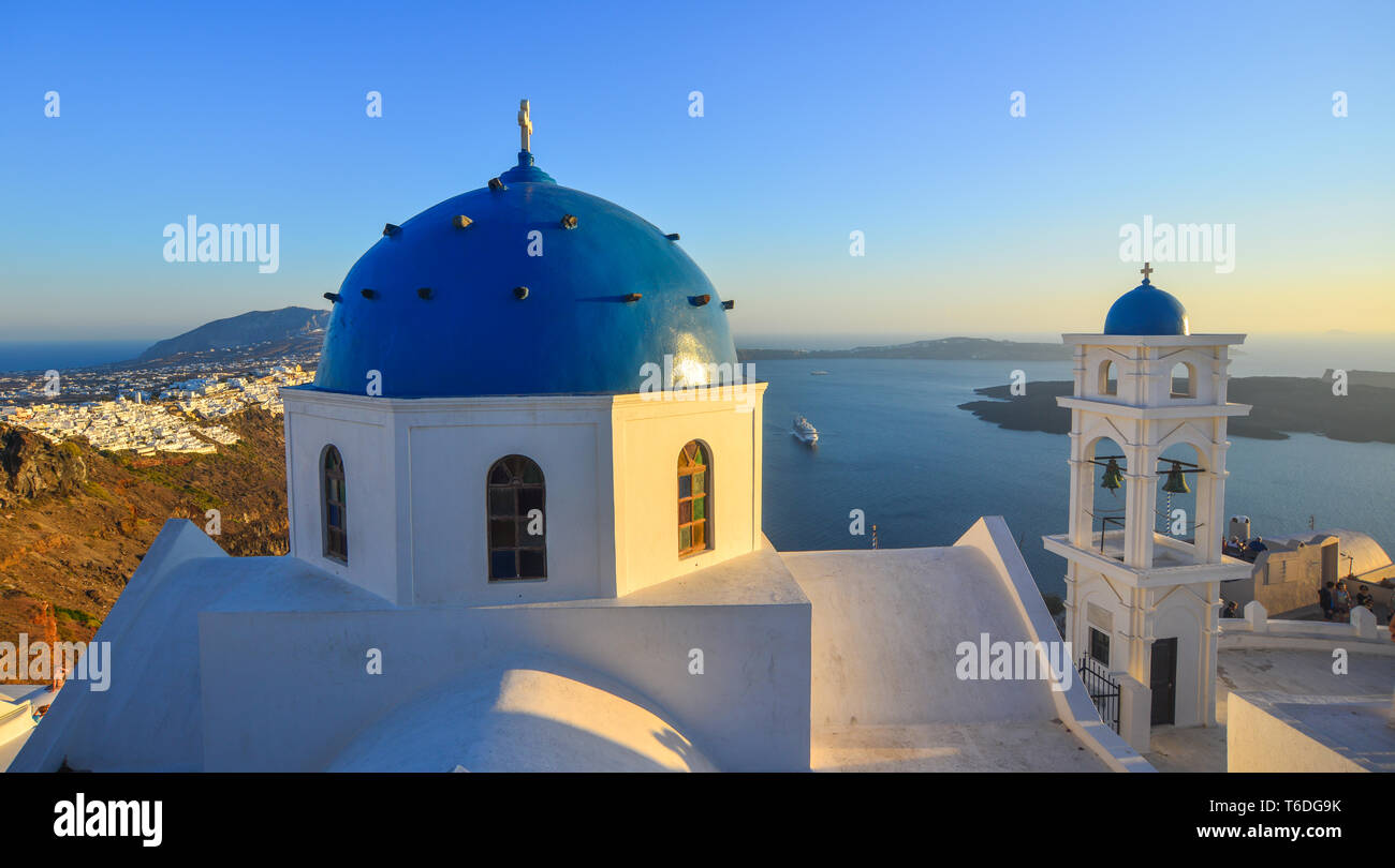 Ancient Greek Orthodox church on Santorini Island. Santorini is one of