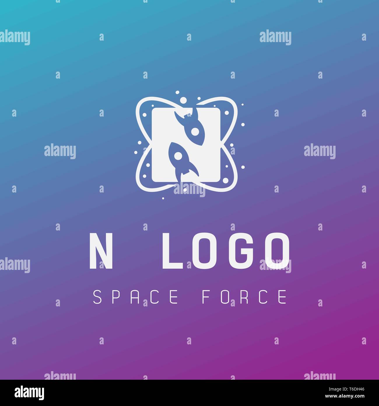 n initial space force logo design galaxy rocket vector in gradient background - vector Stock Vector