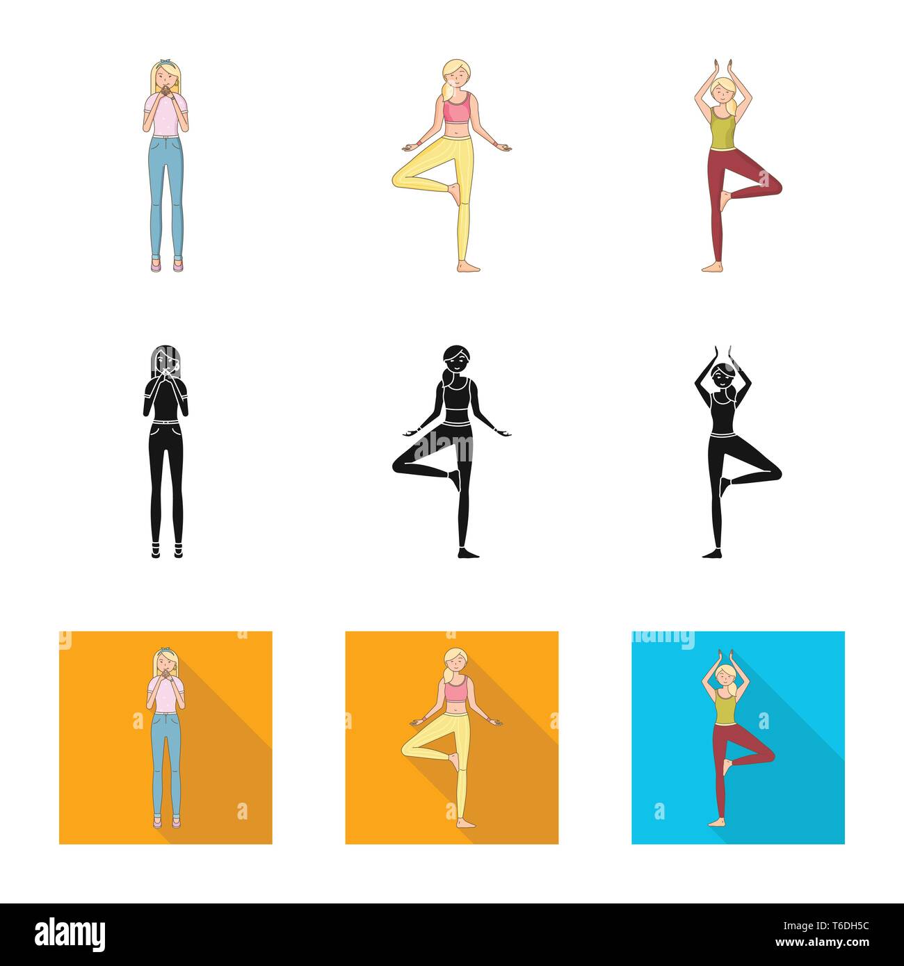 Vector design of posture and mood symbol. Collection of posture and female stock symbol for web. Stock Vector