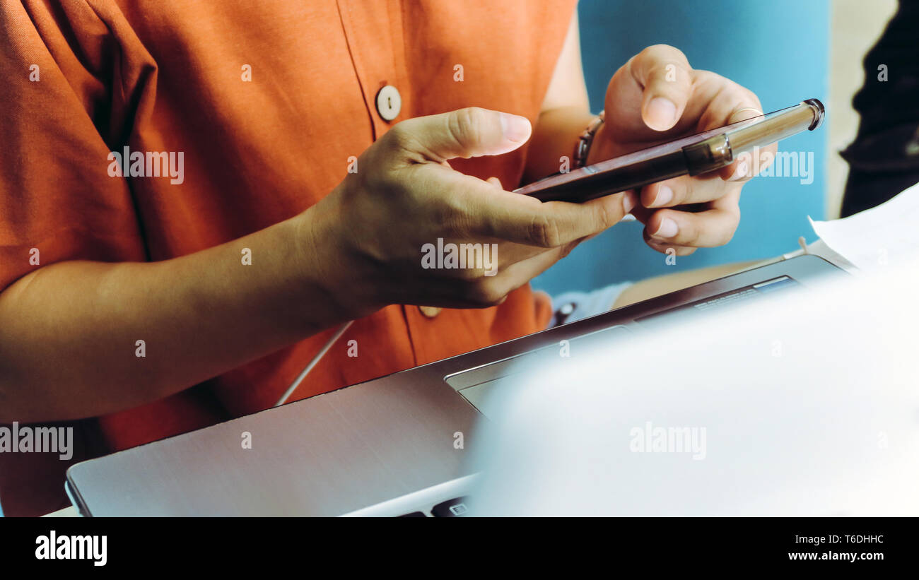 Woman using smart phone Background Stock Photo - Alamy