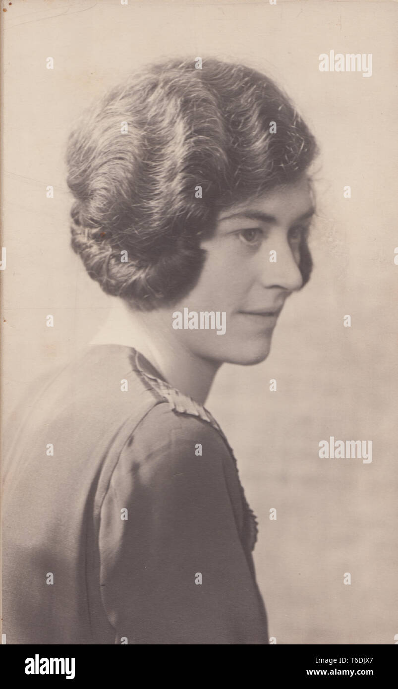 Vintage Photograph Showing a Young Woman With Permed Hair Stock Photo