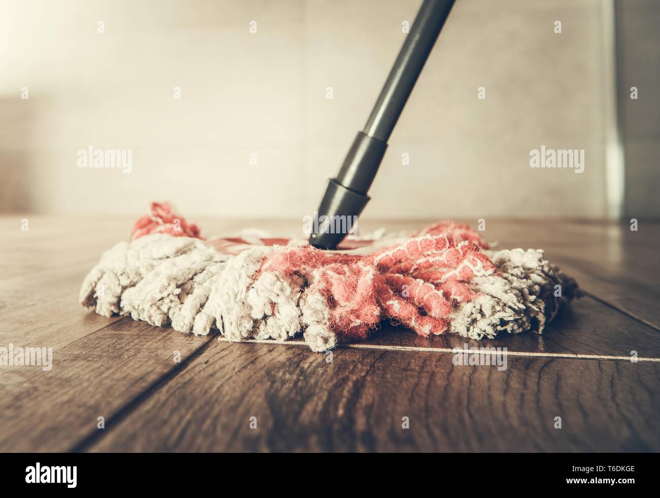 Modern Mop Closeup. Bathroom Floor Cleaning Time Stock Photo Alamy
