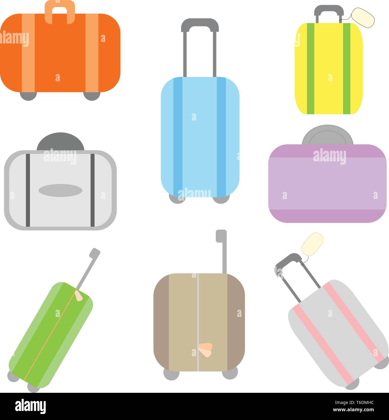 Vector Luggage Travelling Handled Wheeled Suitcase Illustrations Stock Vector
