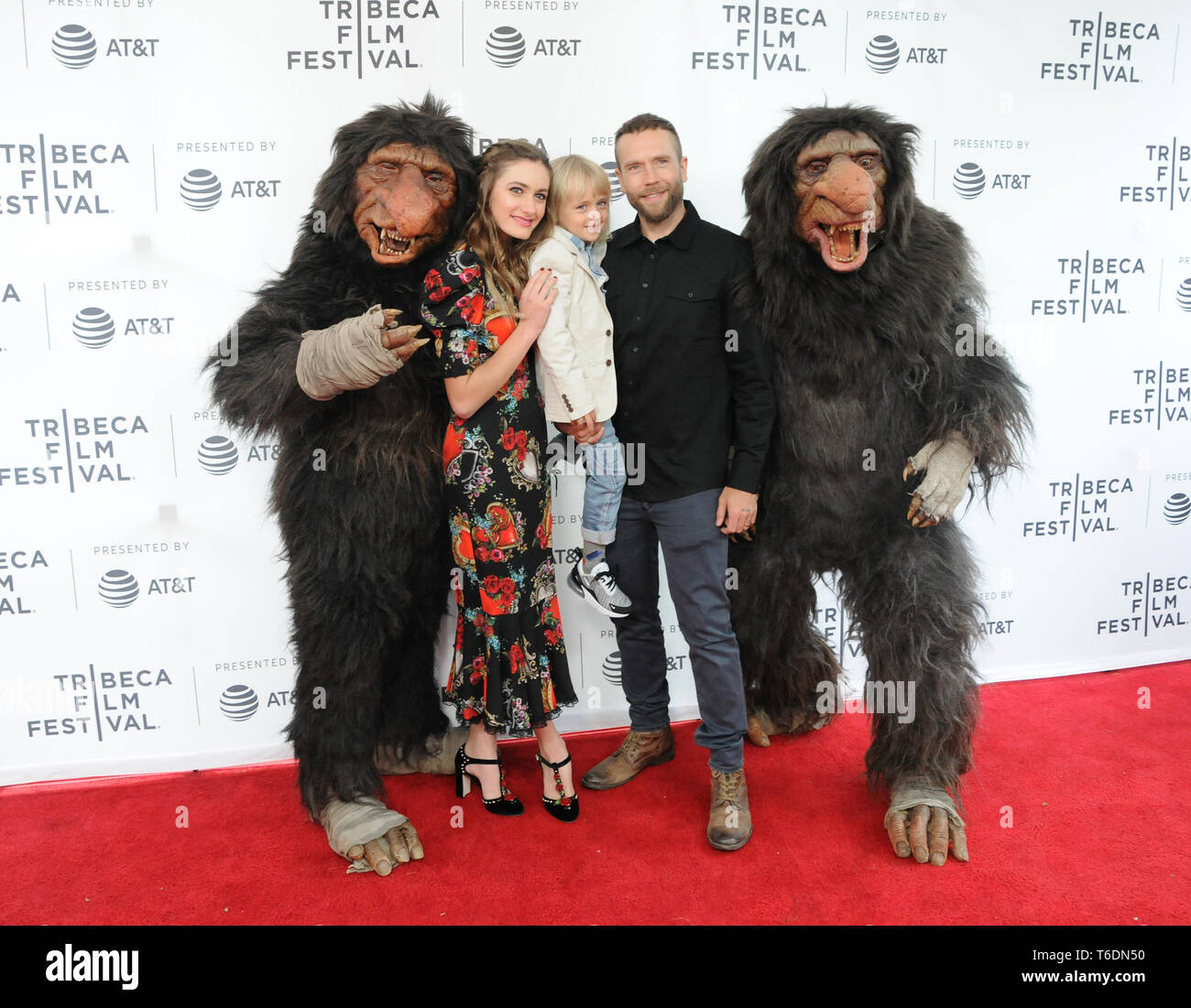 April 27, 2019 - New York, New York, U.S. - Nicole Elizabeth Berger, Bodhi Palmer and Mark Webber with Grumblers at the 2019 Tribeca Film Festival Premiere of ''The Place Of No Words'', held at the SVA Theater in Chelsea in New York, New York, USA, 27 April 2019 (Credit Image: © Ylmj/AdMedia via ZUMA Wire) Stock Photo