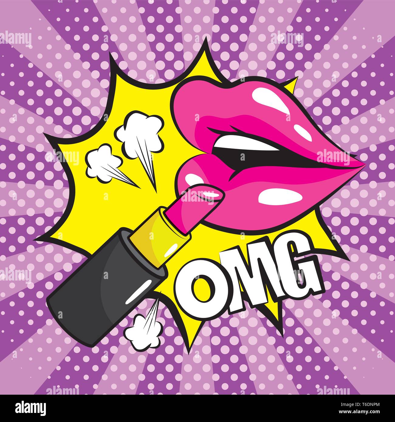 fashion star with cute mouth and lipstick vector illustration Stock ...
