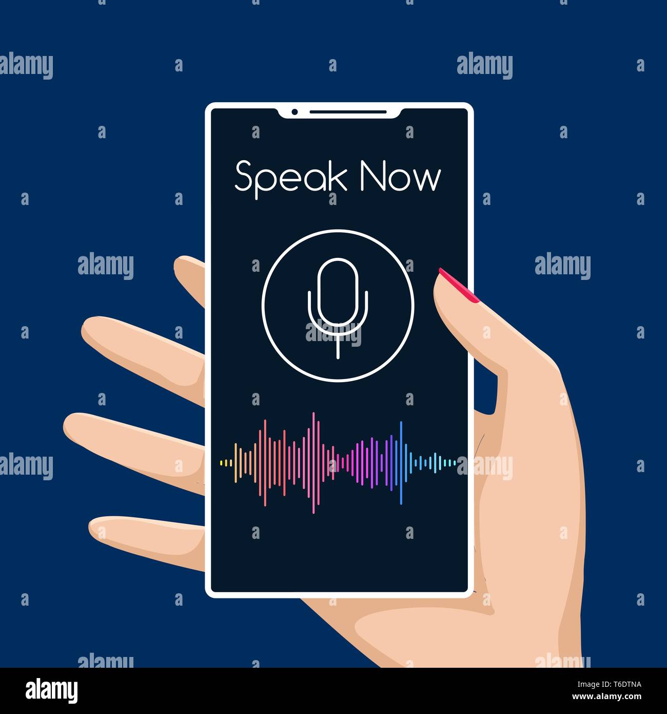 Smartphone voice assistant. Phone voices message artificial intelligence,  echo sound technology personal connect vector illustration Stock Vector  Image & Art - Alamy