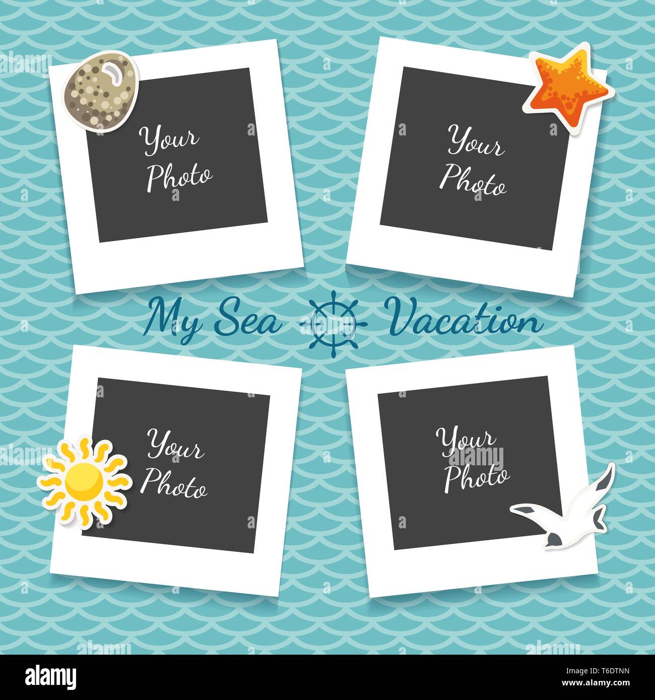 sea vacation photo collage children sea holidays picture frame templates