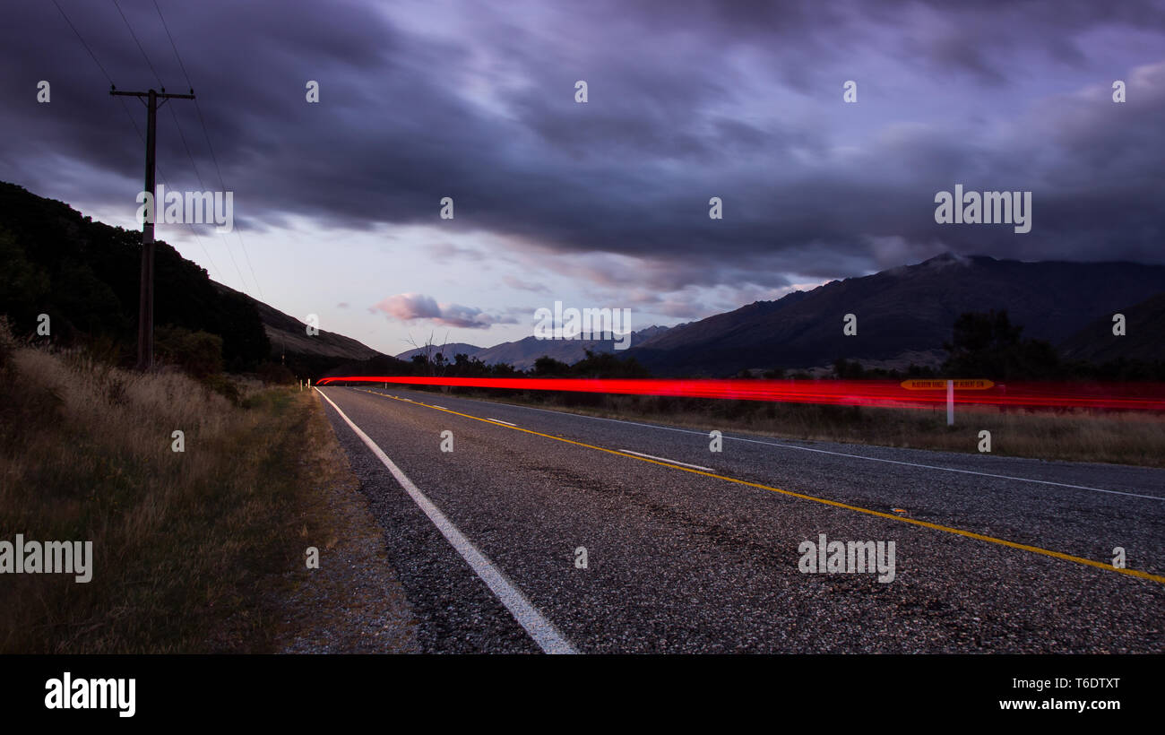 New Zealand roadside at dawn Stock Photo