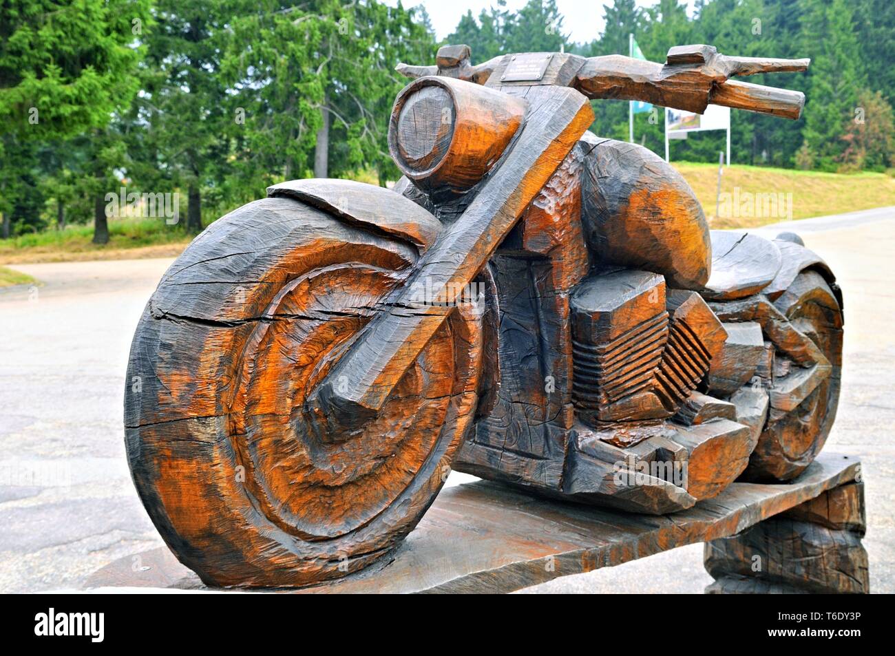 Motorbike in wood Stock Photo - Alamy
