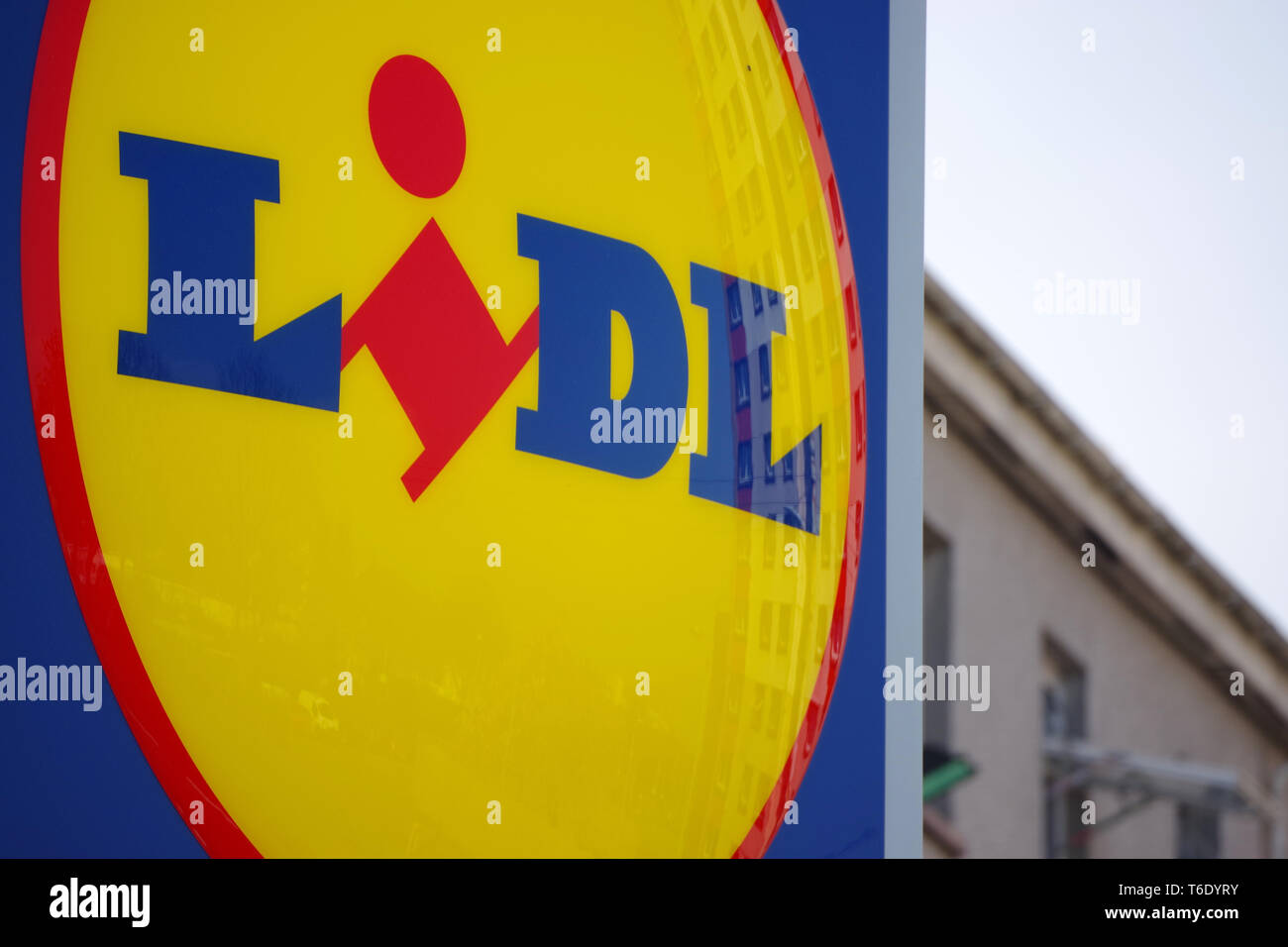 Lidl shop sign. Lidl is a German global discount supermarket chain