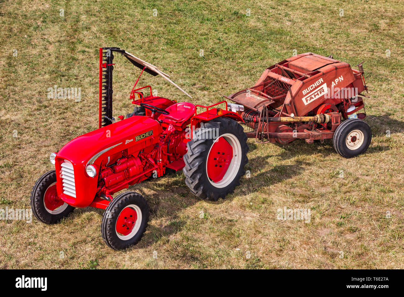 Trattore d'epoca.  Marca: Bucher Modello: D- 2000 Anno: 1962 Alimentazione: gasolio Numero cilindri: 2 Cilindrata: 2.000 cc Potenza: CV 28 Caratterist Stock Photo