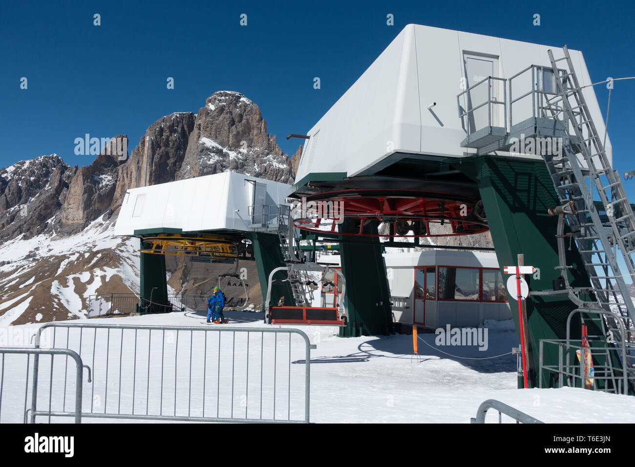 skiers arriving at the top of a chair lift Stock Photo - Alamy
