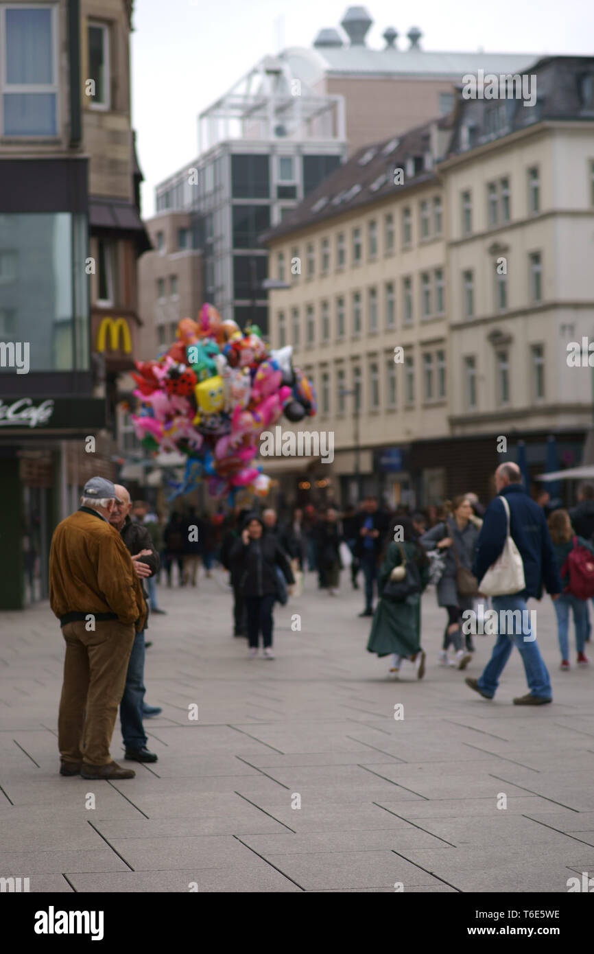 Frankfurt, Germany - March 02, 2019: Crowds and pedestrians shopping at the Konstablerwache on March 02, 2019 in Frankfurt. Stock Photo