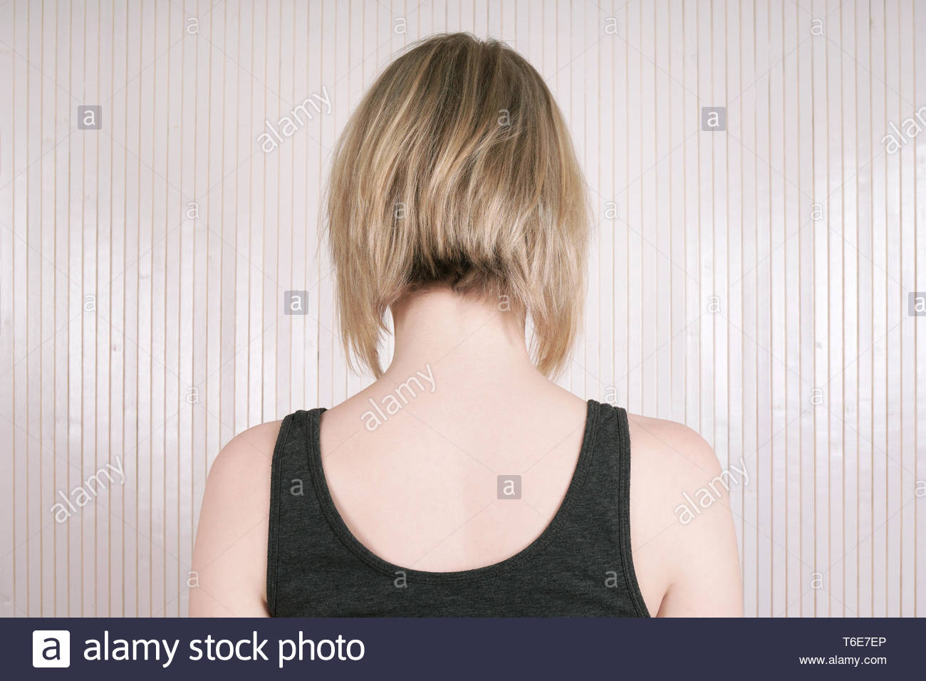 Blond Woman With Lob Or Long Bob Haircut Stock Photo 244946318