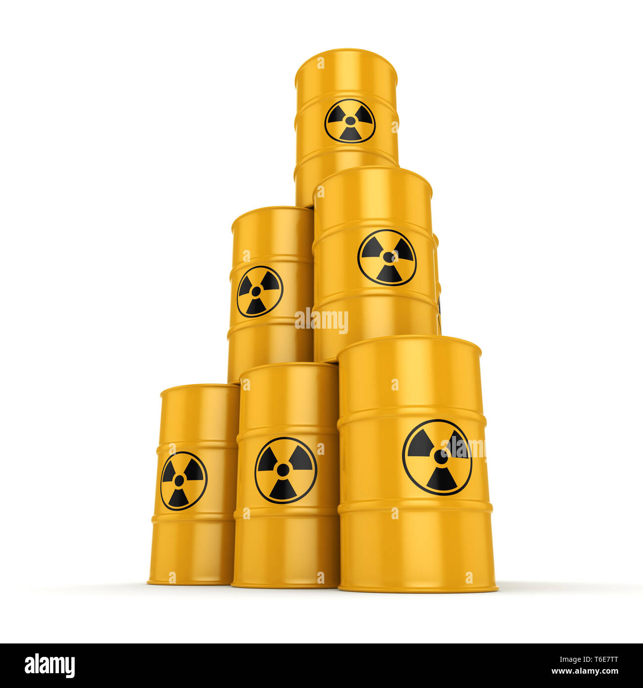 3D rendering radioactive barrels Stock Photo - Alamy