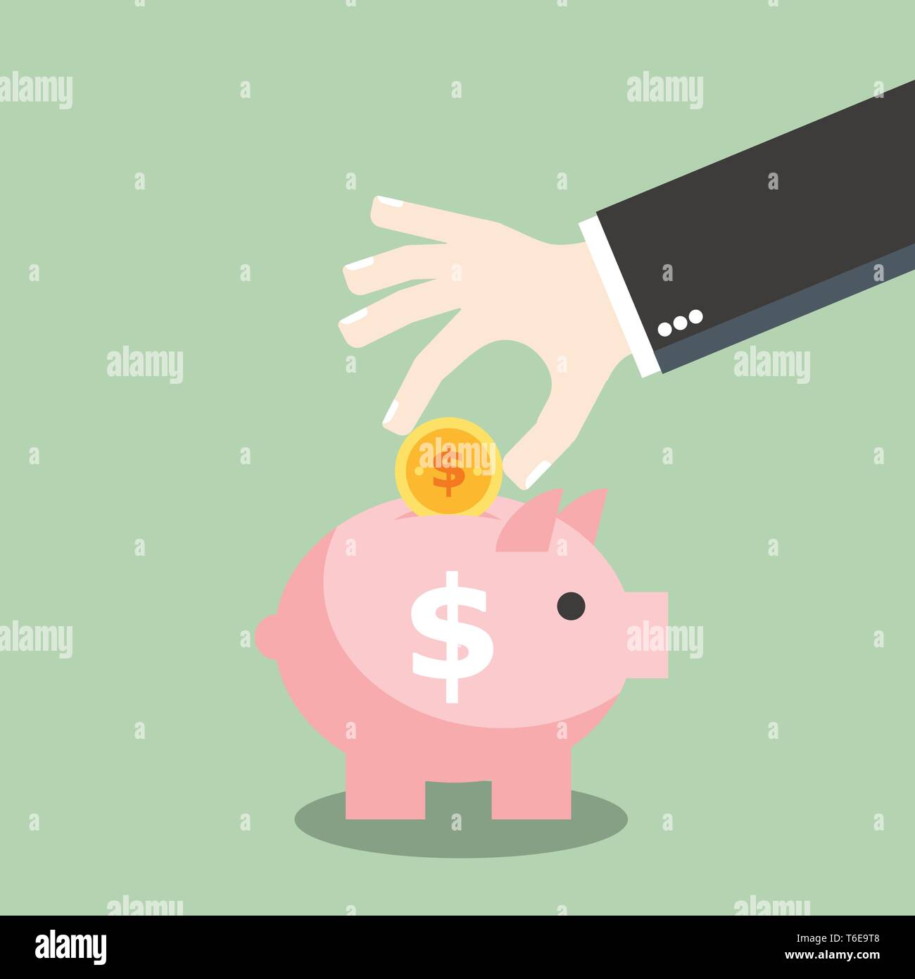 Counting Money Stock Vector Images Alamy - business hand insert money and coin into the piggy bank stock vector