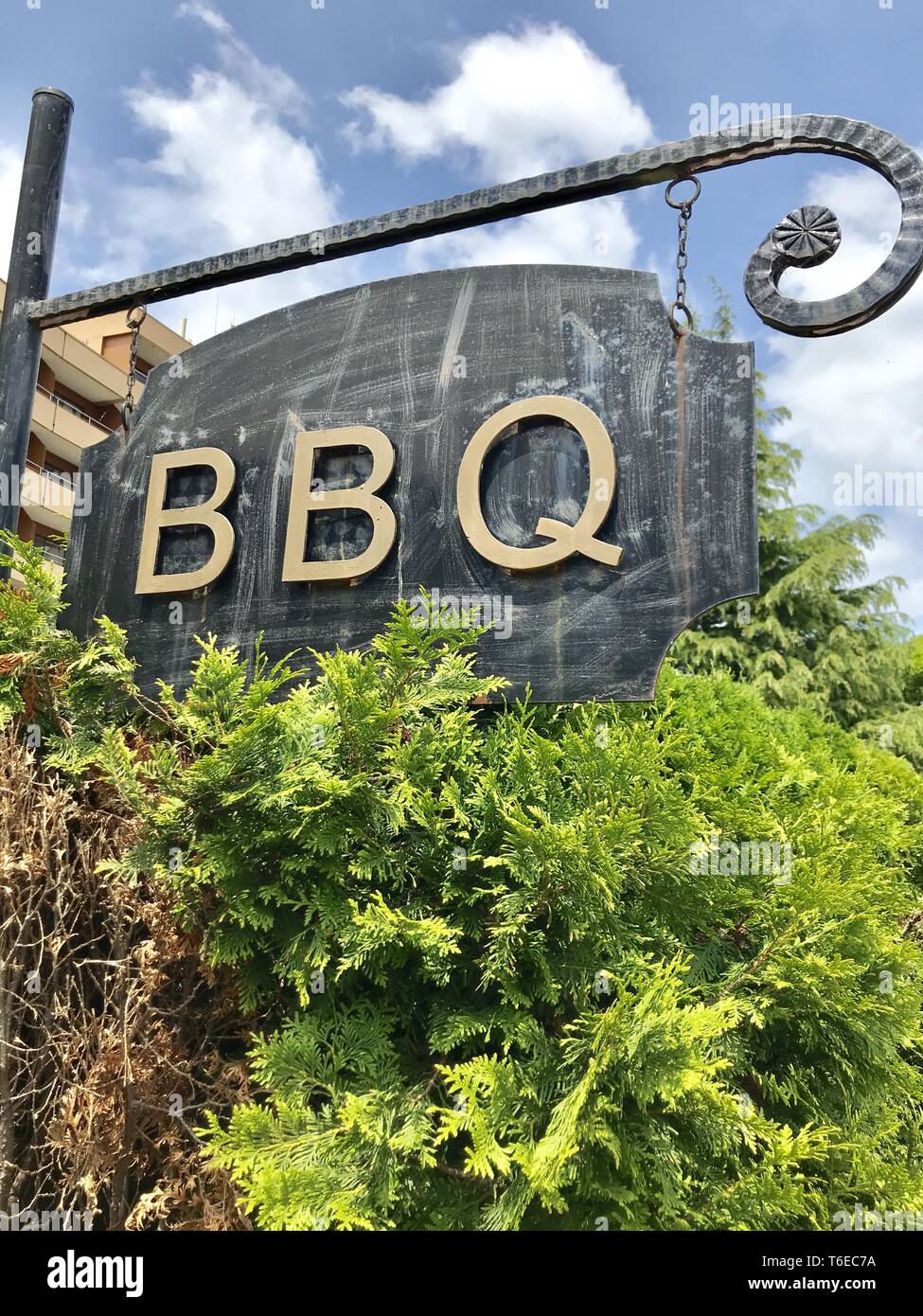 BBQ Metal Sign Stock Photo - Alamy