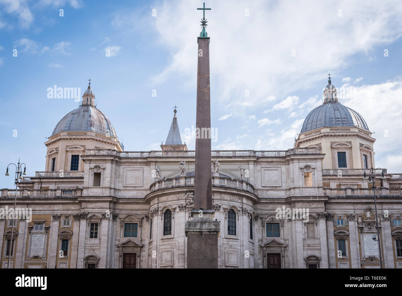 The beautiful facade of the Basilica Santa Maria Maggiore in Rome Italy ...
