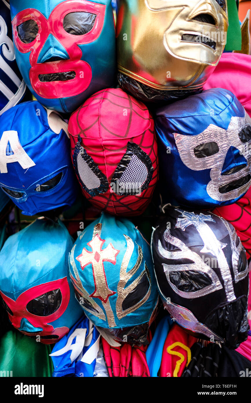 Colorful Mexican wrestling masks Stock Photo