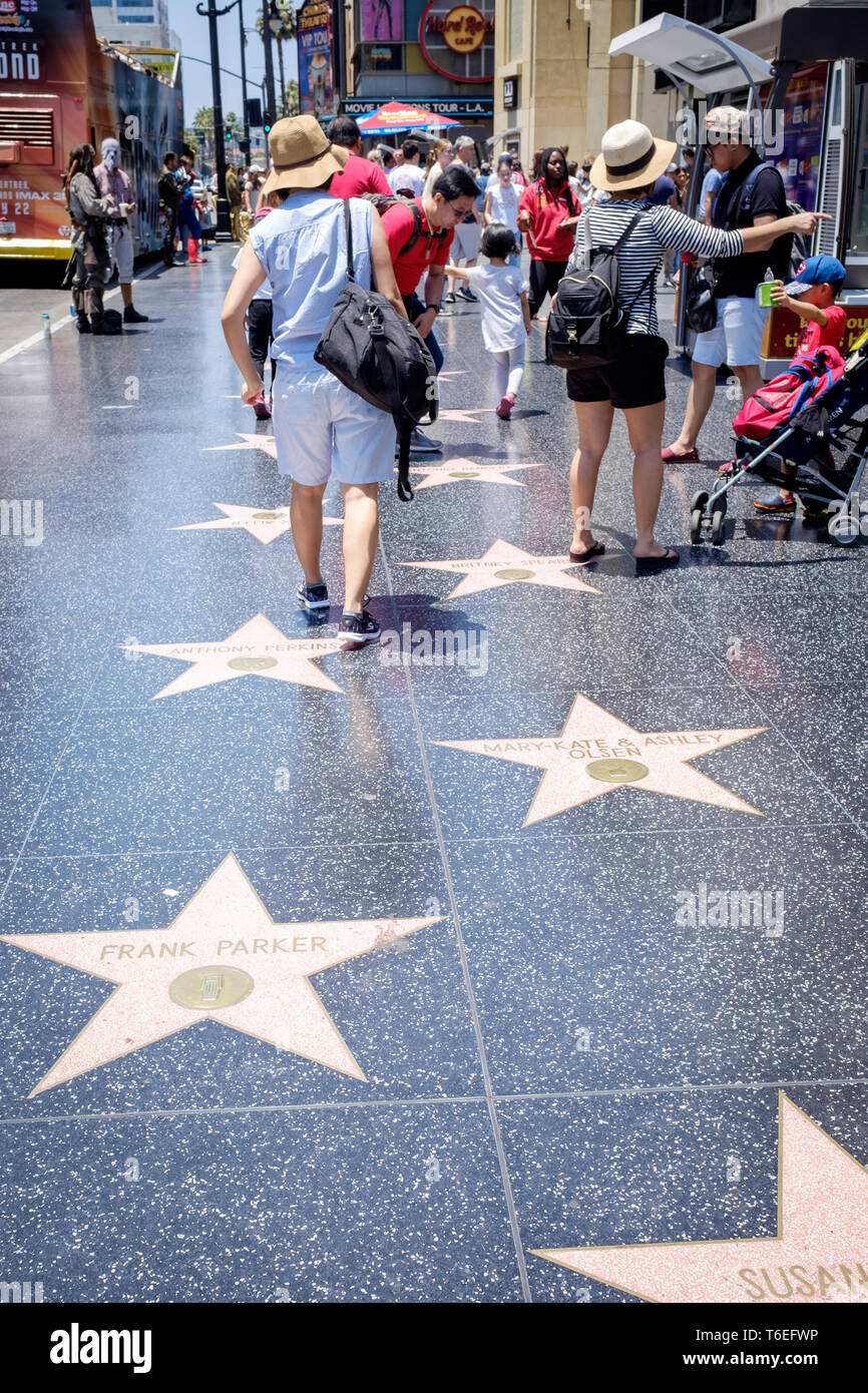Walk of Fame in Hollywood Boulevard, Los Angeles, California, USA Stock
