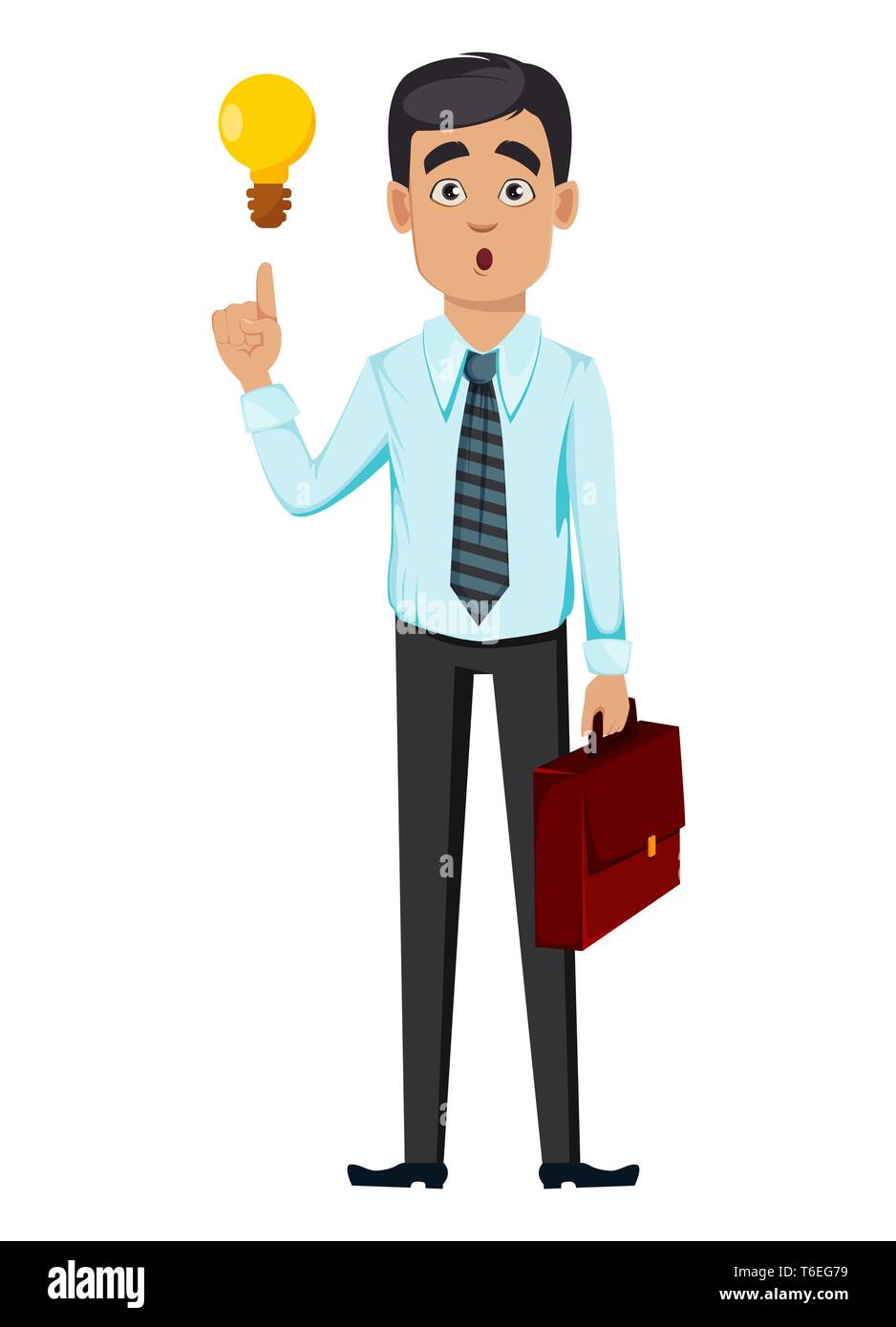 Concept of handsome confident business man. Cartoon character businessman has a good idea and holds briefcase. Vector illustration on white background Stock Vector Image & Art - Alamy Concept of handsome confident business man. Cartoon character businessman has a good idea and holds briefcase. Vector illustration on white background Stock Vector Image & Art - Alamy