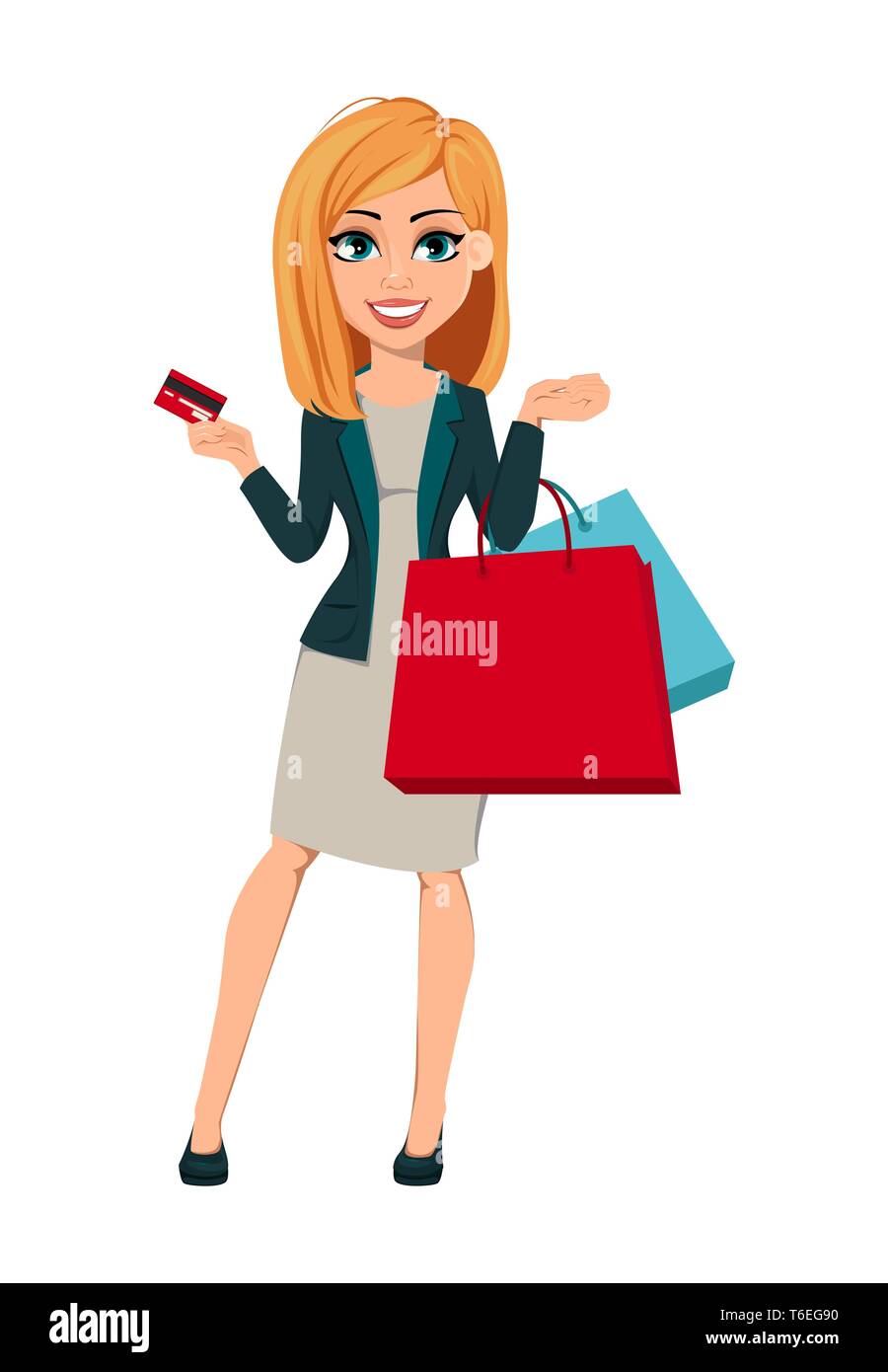 Concept Of Modern Business Woman Cheerful Cartoon Character