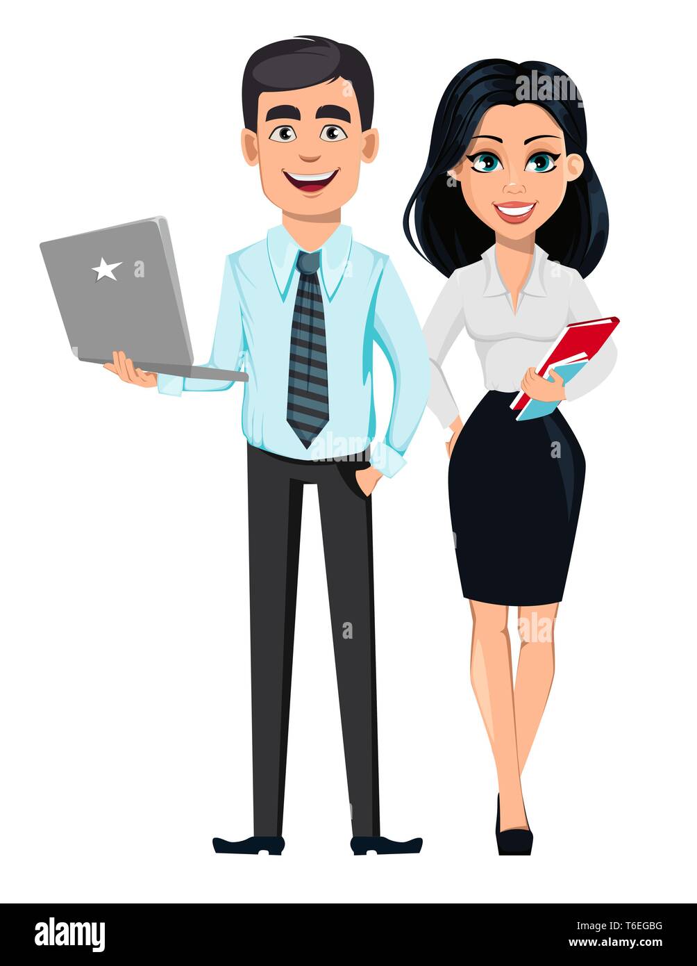 Modern young business woman and handsome business man. Cartoon characters.  Vector illustration Stock Vector Image & Art - Alamy