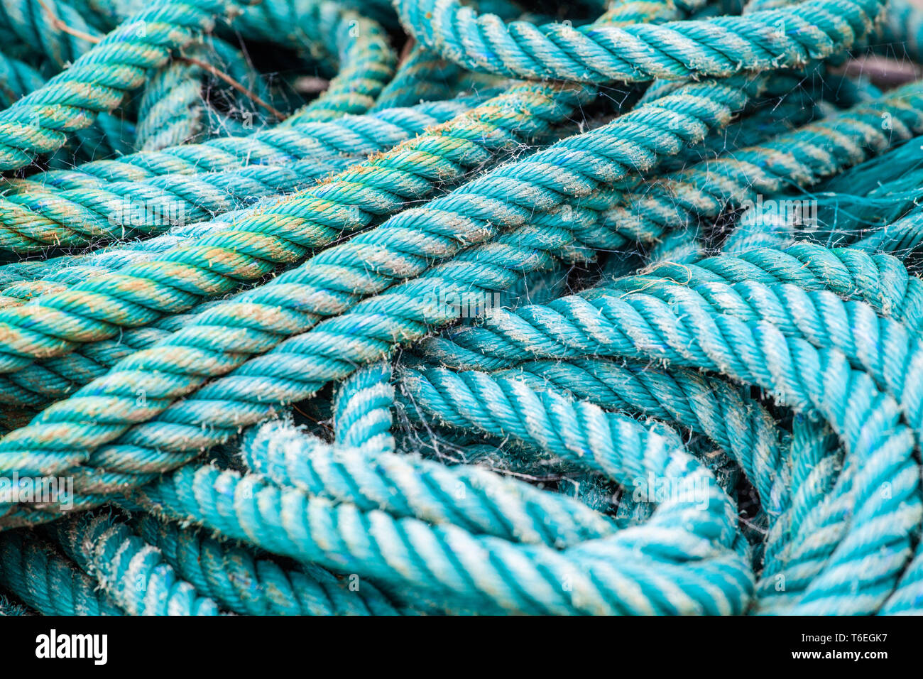 Thick mooring rope in a pile closeup Stock Photo Alamy