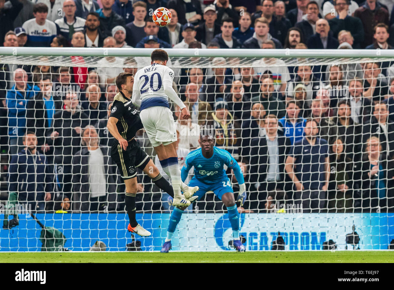 30 april 2019 London, England Champions League 2018-2019 Tottenham Hotspur v Ajax Amsterdam    l+r Joel Veltman of Ajax and Dele Alli (Tottenham Hotspurs) Stock Photo
