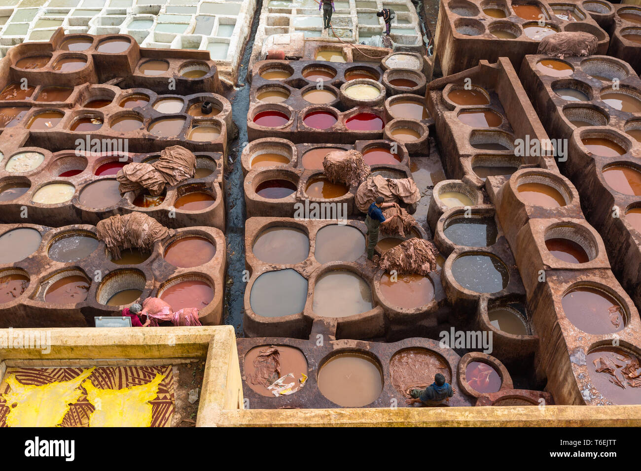 Tanneries of Fes, Morocco, Africa Stock Photo