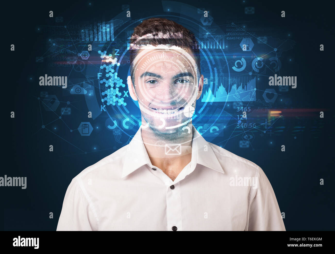 Biometric identification and Facial recognition system concept Stock ...