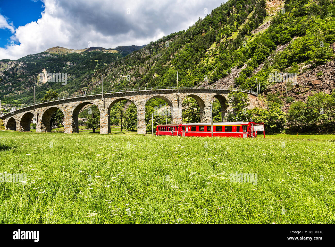 Swiss mountain train Stock Photo