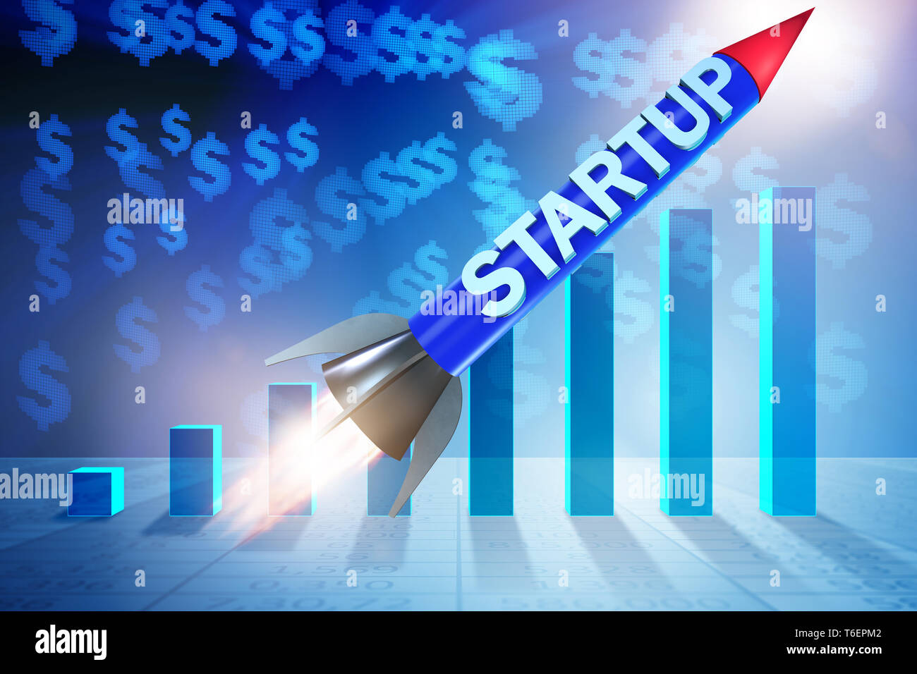 Rocket in business start-up concept - 3d rendering Stock Photo - Alamy