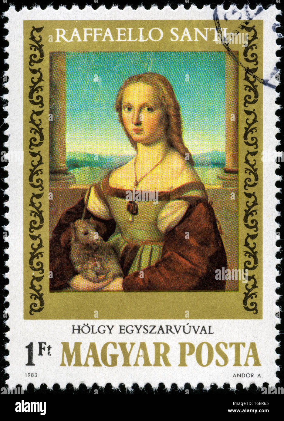 Postage stamp from Hungary in the Paintings by Raffaello Santi series issued in 1983 Stock Photo