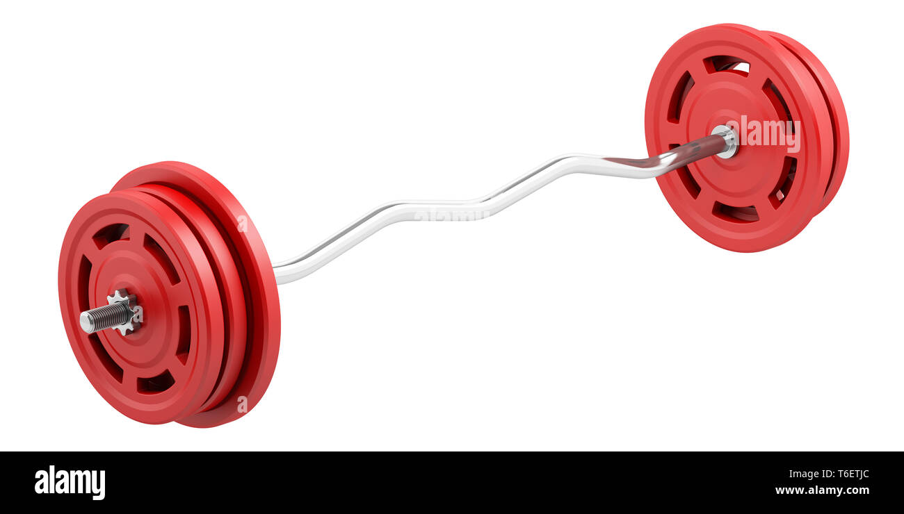 red barbell isolated on white background Stock Photo