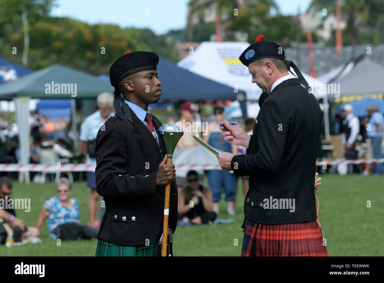 Durban, KwaZuluNatal, South Africa, pipe band, drum major dress