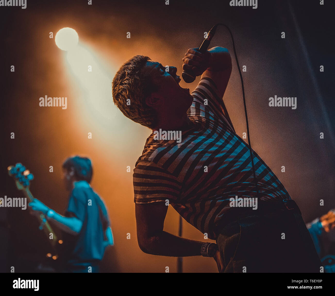 BENICASSIM, SPAIN - JUL 22: Shame (band) perform in concert at FIB Festival on July 22, 2018 in Benicassim, Spain. Stock Photo