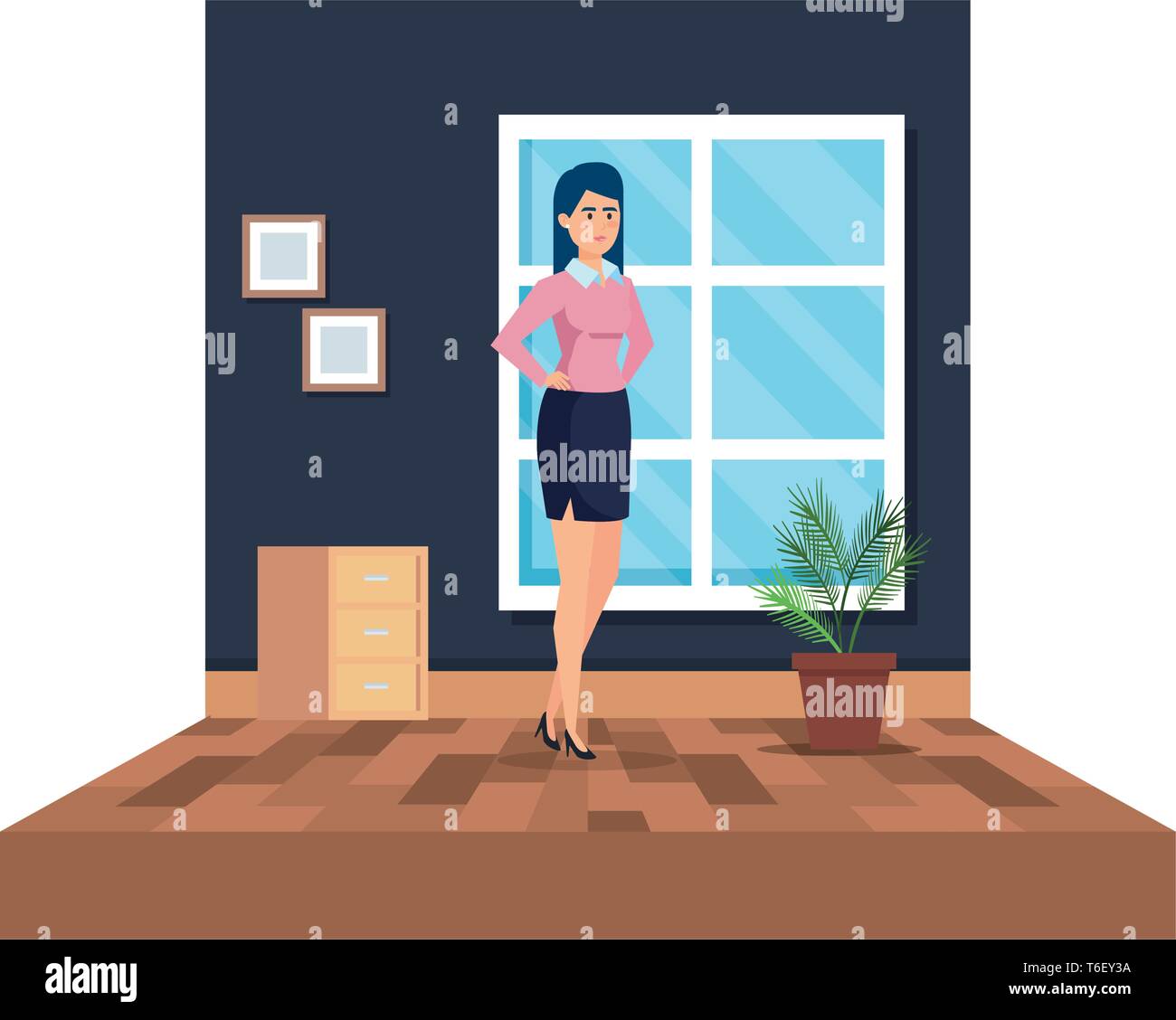 elegant businesswoman in the office scene Stock Vector Image & Art - Alamy