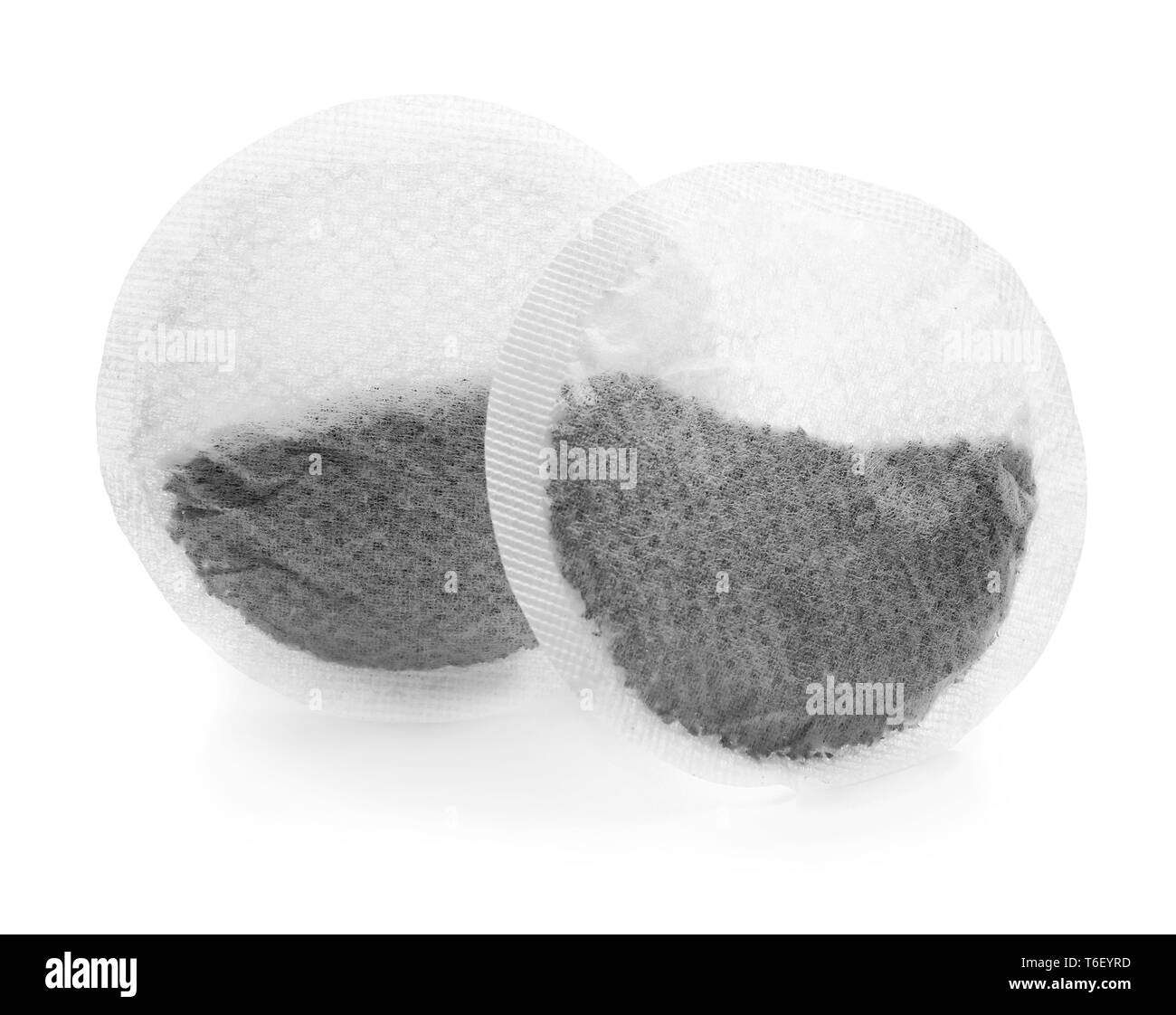 Tea bags on white background Stock Photo Alamy