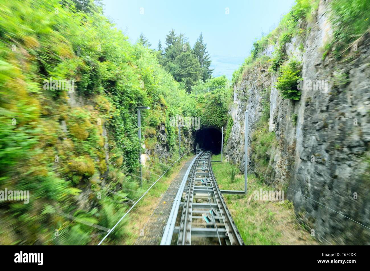 Ride on the funicular Stock Photo
